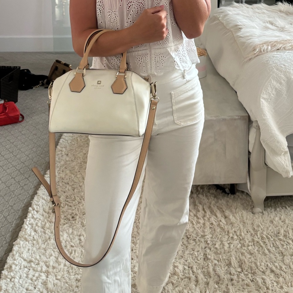 Kate Spade White & Tan Parnell Street Mini Pippa Magnolia Satchel 141102